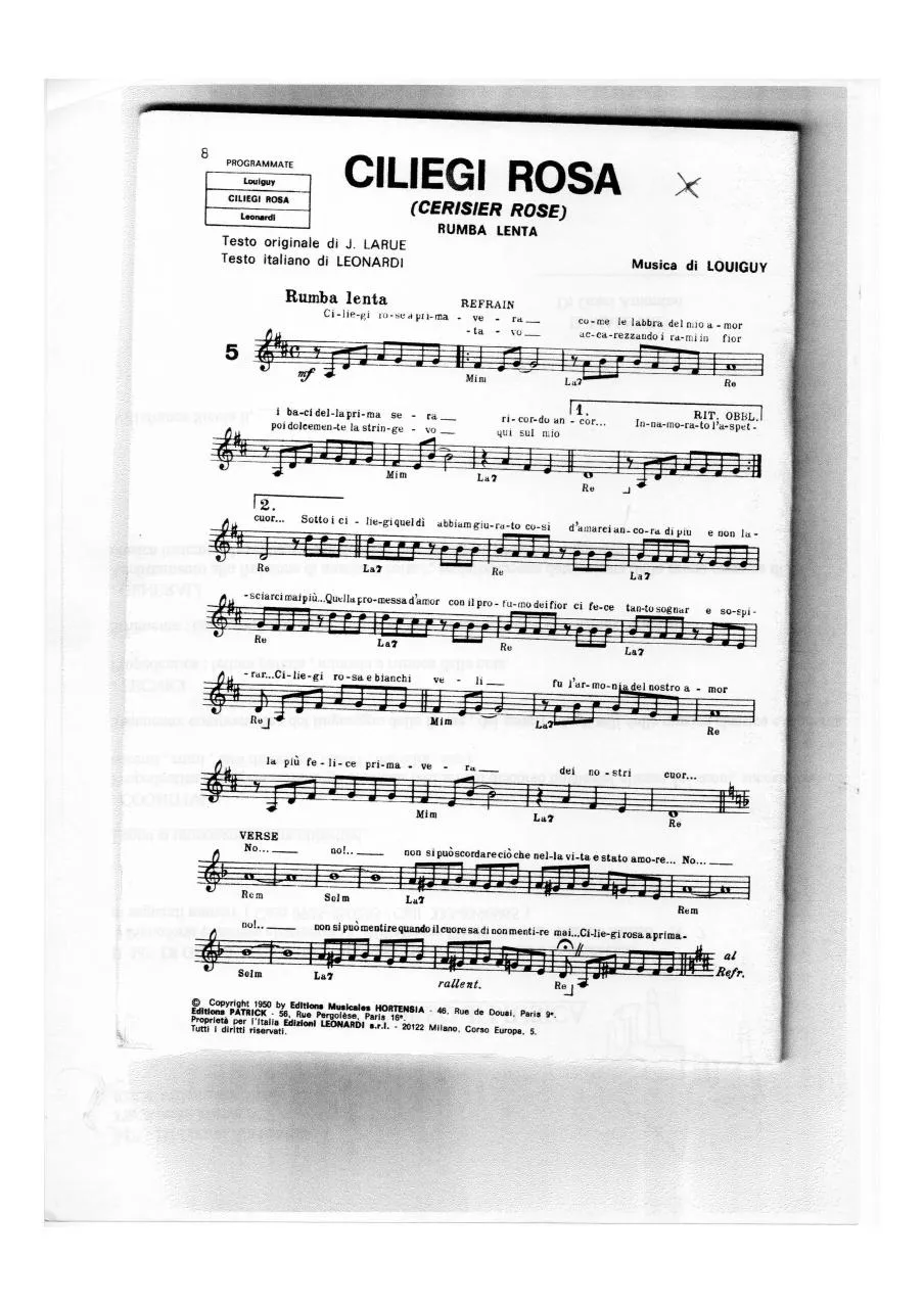 télécharger la partition d'accordéon Ciliego rosa (Cerisier rose) (Rumba) au format PDF