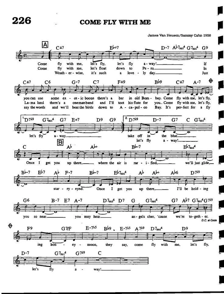 télécharger la partition d'accordéon Come fly with me (Swing Madison) au format PDF