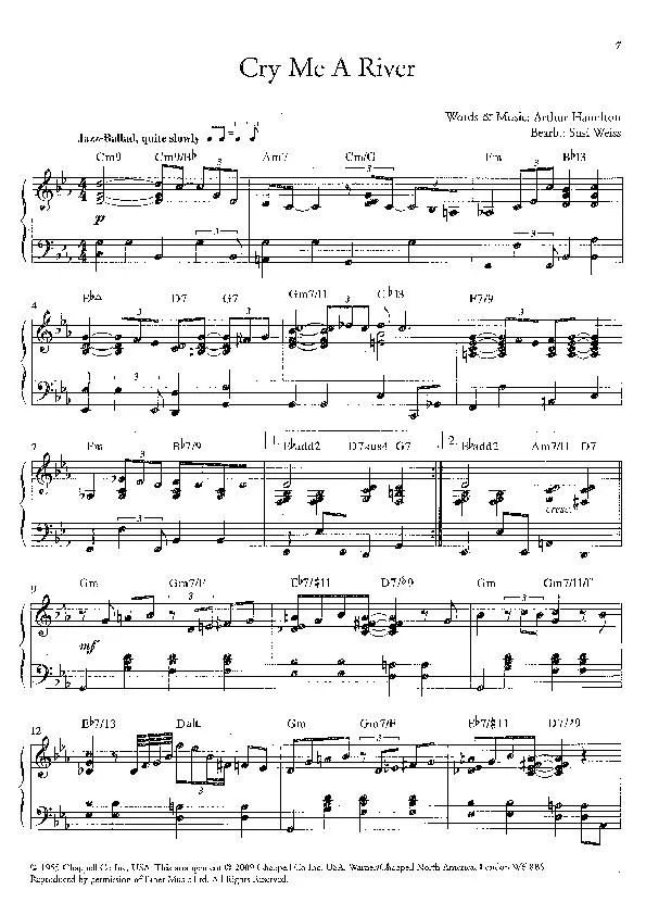 télécharger la partition d'accordéon Cry me a river (Arrangement : Susi Weiss) (Jazz Ballad) au format PDF