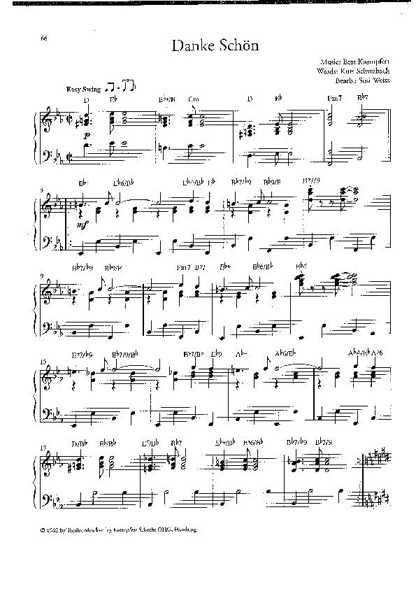télécharger la partition d'accordéon Danke schön (Arrangement : Susi Weiss) (Swing Madison) au format PDF