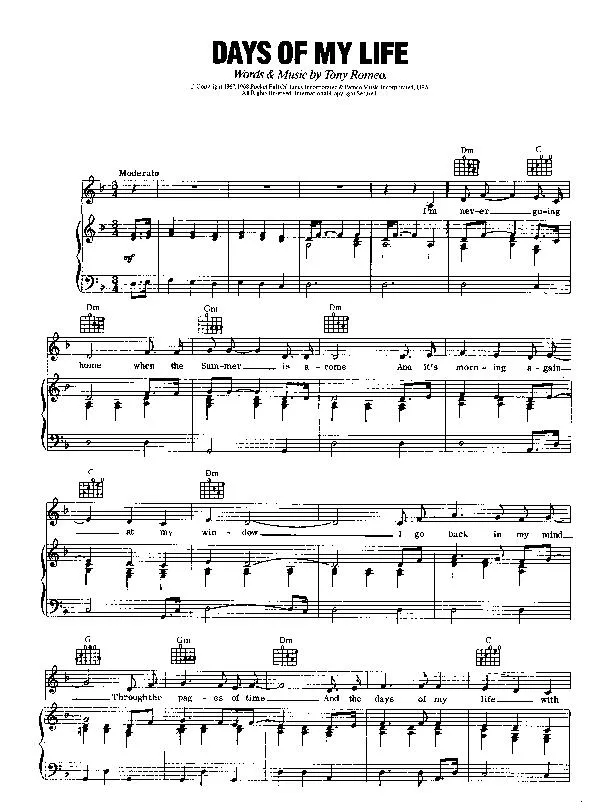 télécharger la partition d'accordéon Days of my life (Valse) au format PDF