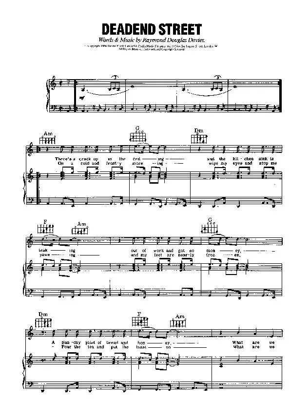 télécharger la partition d'accordéon Deadend Street (Chant : Ray Davies) (Swing Madison) au format PDF