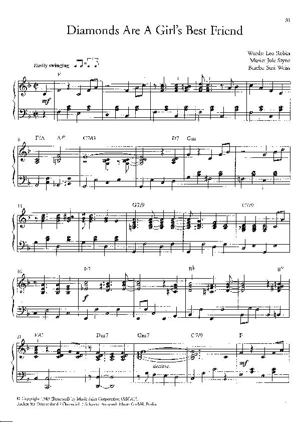télécharger la partition d'accordéon Diamonds are a girl's best friend (Arrangement : Susi Weiss) (Swing Madison) au format PDF