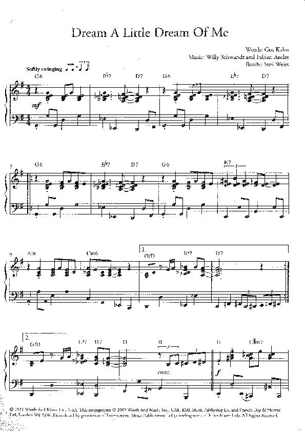 télécharger la partition d'accordéon Dream a little dream of me (Arrangement : Susi Weiss) (Swing Madison) au format PDF