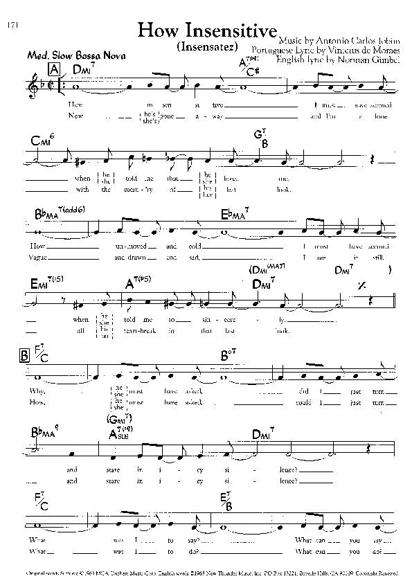 télécharger la partition d'accordéon How Insensitive (Insensatez) (Slow Bossa Nova) au format PDF