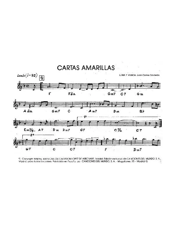 télécharger la partition d'accordéon Cartas amarillas au format PDF