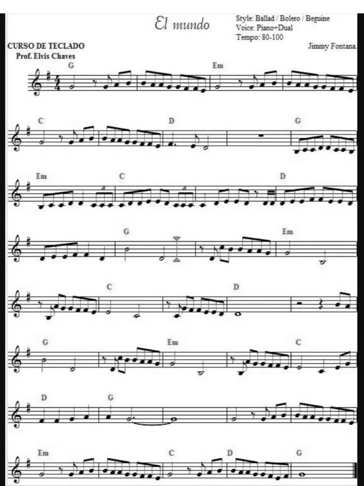 télécharger la partition d'accordéon El mundo (Rumba Beguine) au format PDF