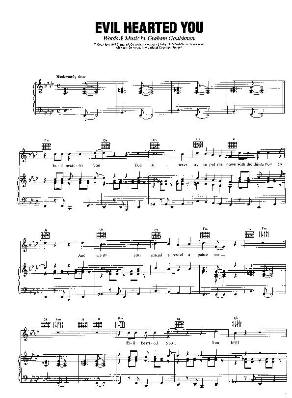 télécharger la partition d'accordéon Evil hearted you (Interprètes : The Yardbirds) (Boléro) au format PDF