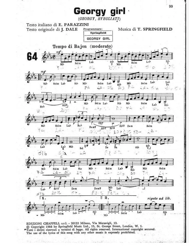 télécharger la partition d'accordéon Georgy girl (Baïon) au format PDF