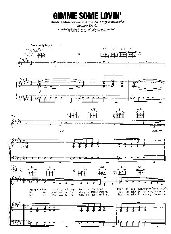 télécharger la partition d'accordéon Gimme some lovin' (Swing Madison) au format PDF