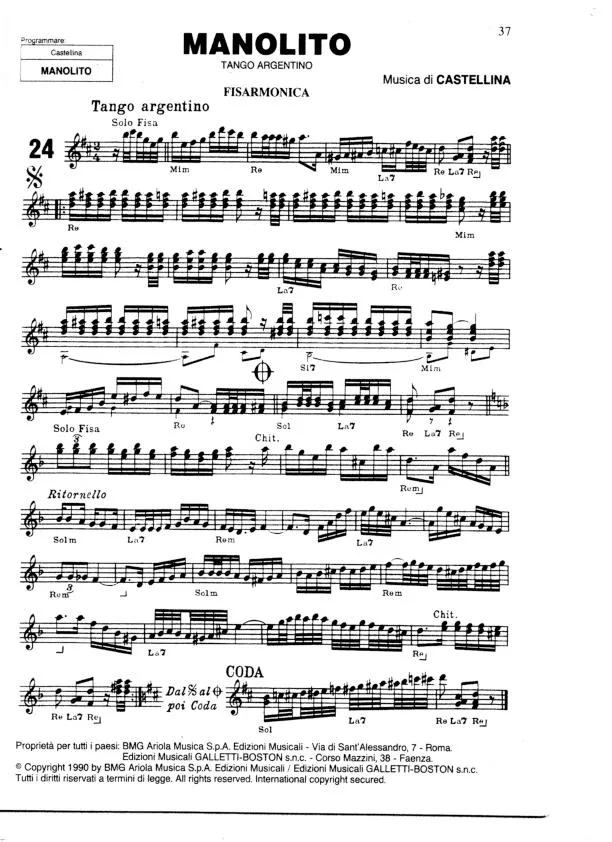 télécharger la partition d'accordéon Manolito (Tango Argentin) au format PDF