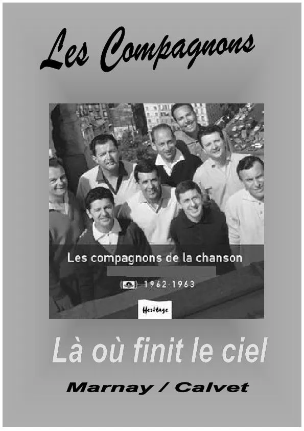 télécharger la partition d'accordéon Là où finit le ciel (Chant : les Compagnons de la Chanson) au format PDF