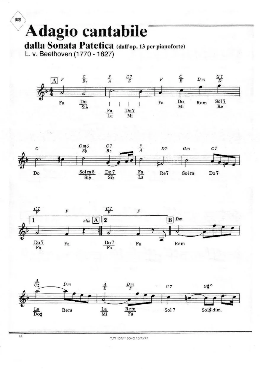 télécharger la partition d'accordéon Adagio cantabile (du Sonate Patétique) au format PDF