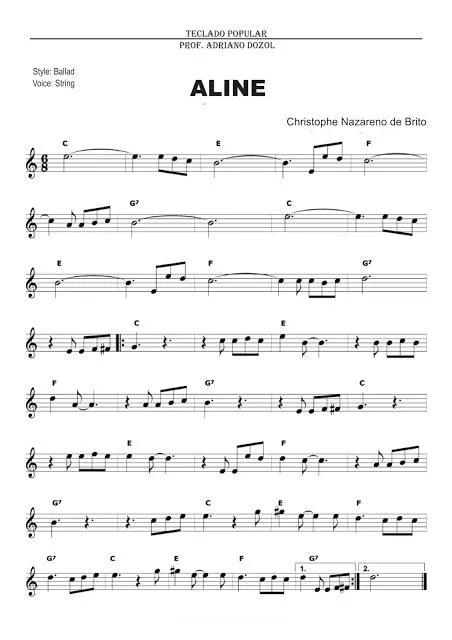 télécharger la partition d'accordéon Aline (Slow Rock) au format PDF
