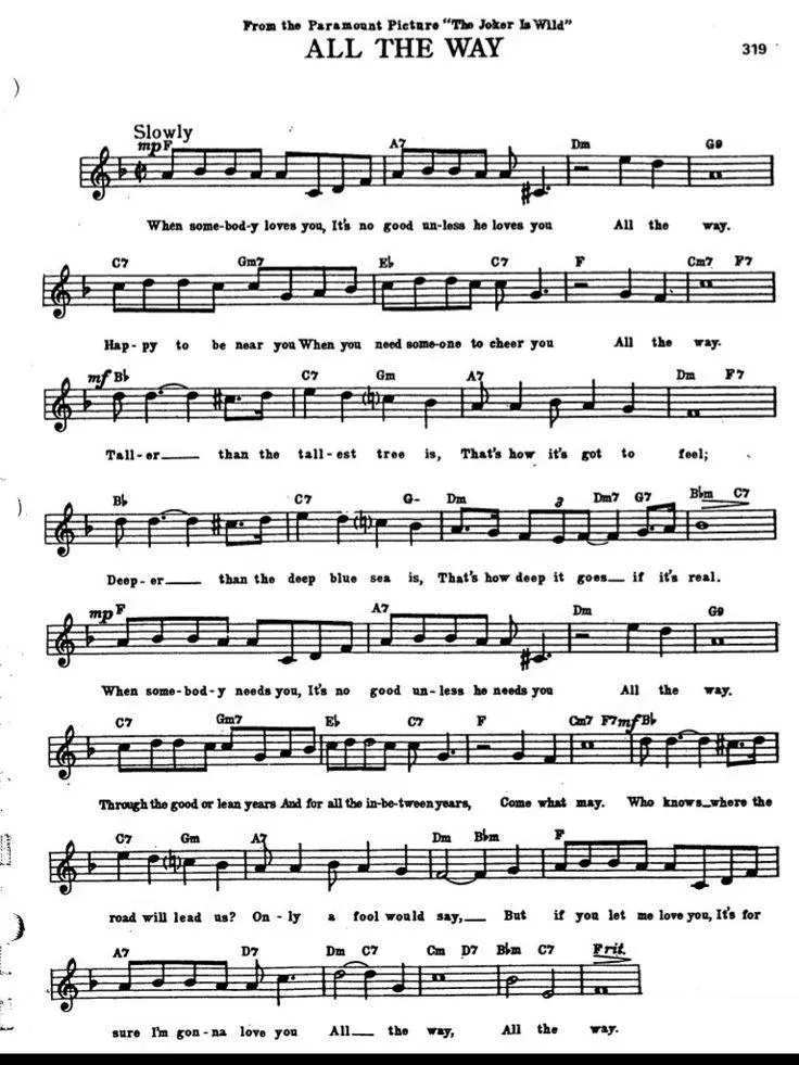 télécharger la partition d'accordéon All the way (Chant : Frank Sinatra) (Slow) au format PDF