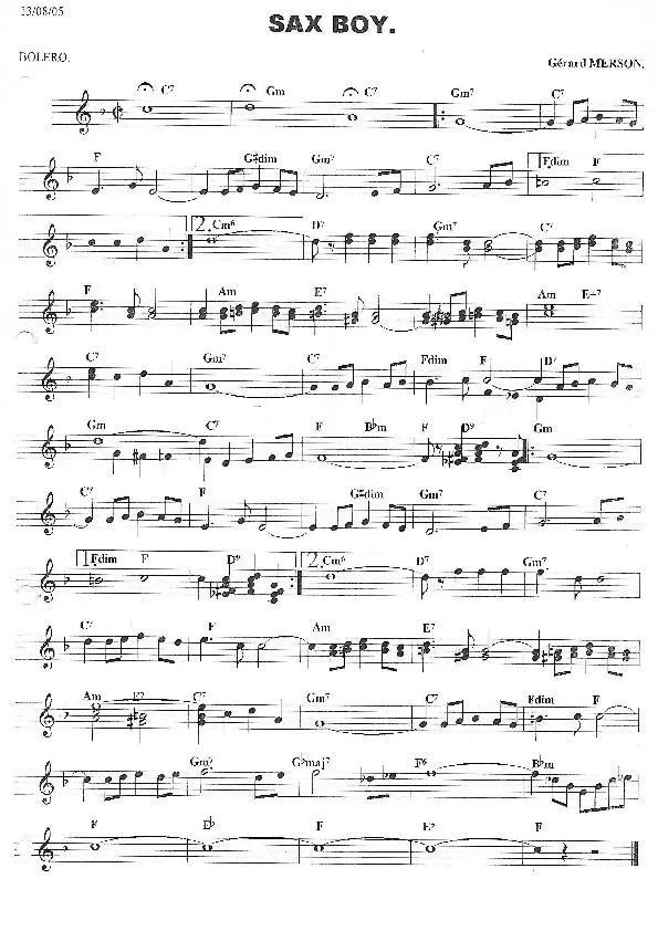 télécharger la partition d'accordéon Sax Boy (Boléro) au format PDF