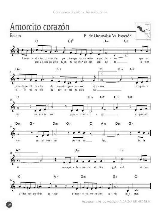 télécharger la partition d'accordéon Amorcito corazon (Boléro) au format PDF