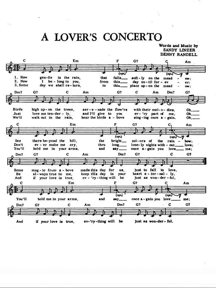télécharger la partition d'accordéon A lover's concerto (Interprètes : The Supremes) (Boléro) au format PDF
