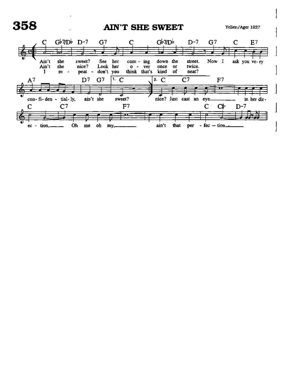 télécharger la partition d'accordéon Ain't she sweet (Jazz Swing) au format PDF