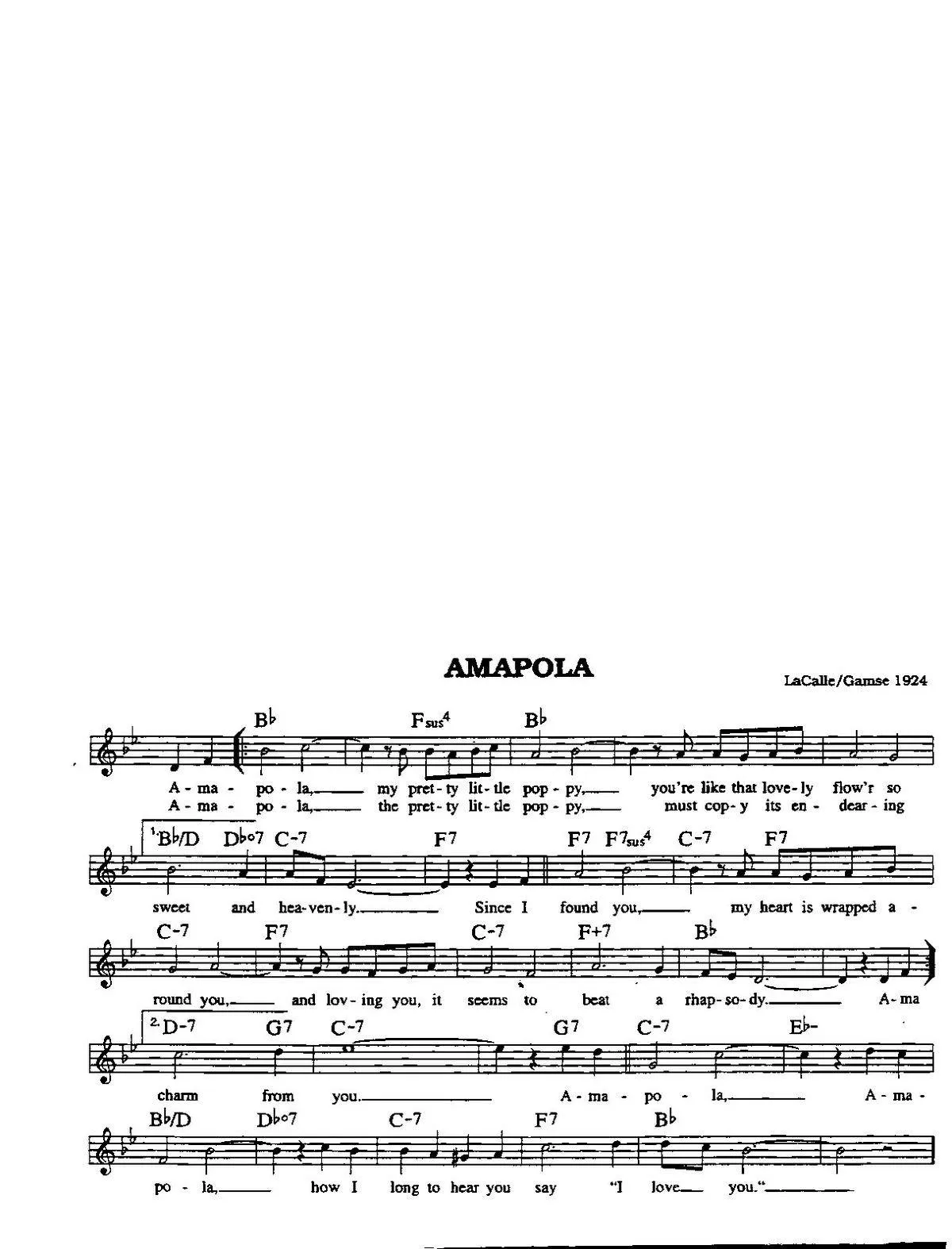 télécharger la partition d'accordéon Amapola (Boléro) au format PDF