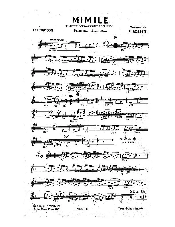 télécharger la partition d'accordéon Mimile (Polka) au format PDF