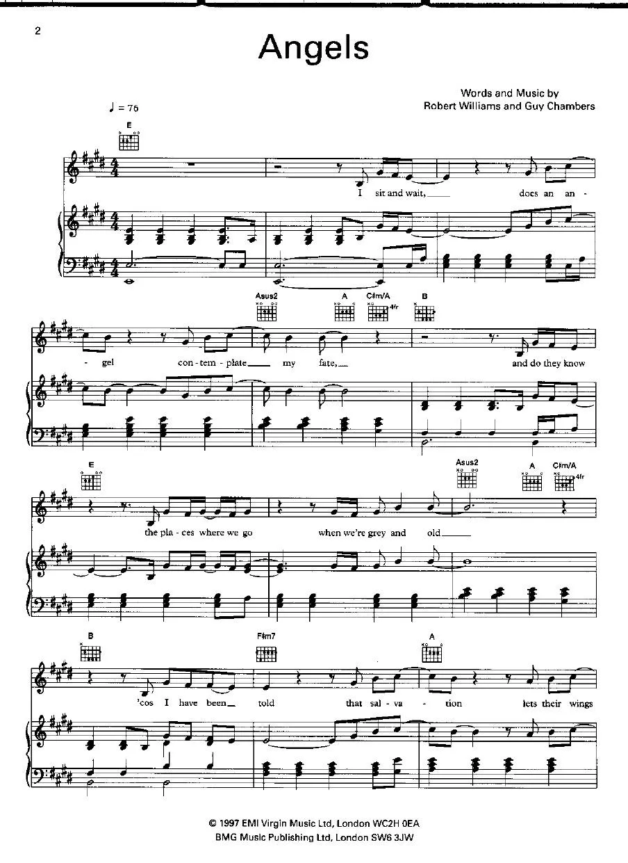 télécharger la partition d'accordéon Angels (Slow) au format PDF