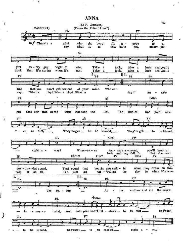 télécharger la partition d'accordéon Anna theme (El negro zumbon) (Baion) au format PDF
