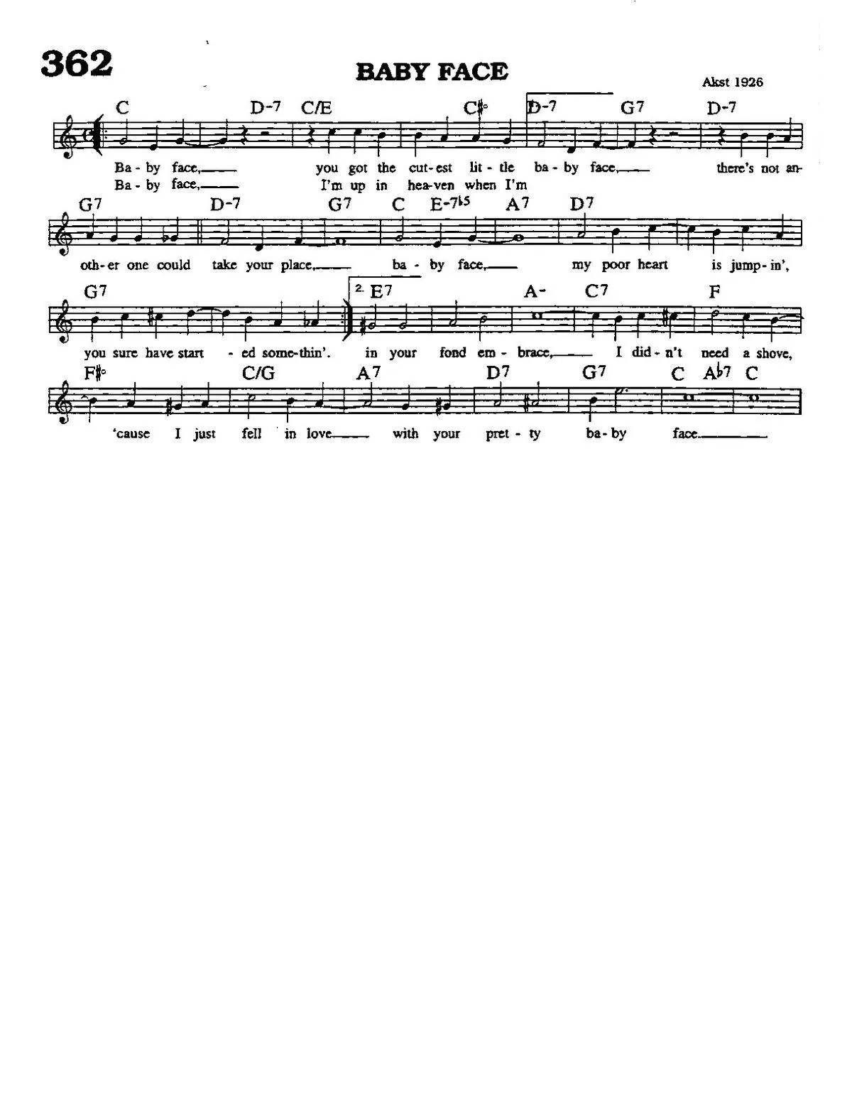 télécharger la partition d'accordéon Baby face (Jazz Swing) au format PDF