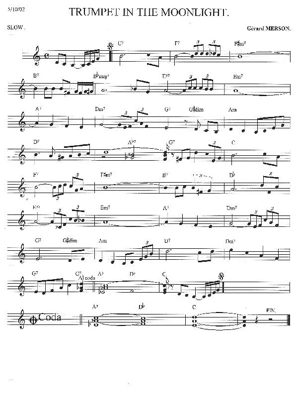 télécharger la partition d'accordéon Trumpet in the moonlight (Slow) au format PDF