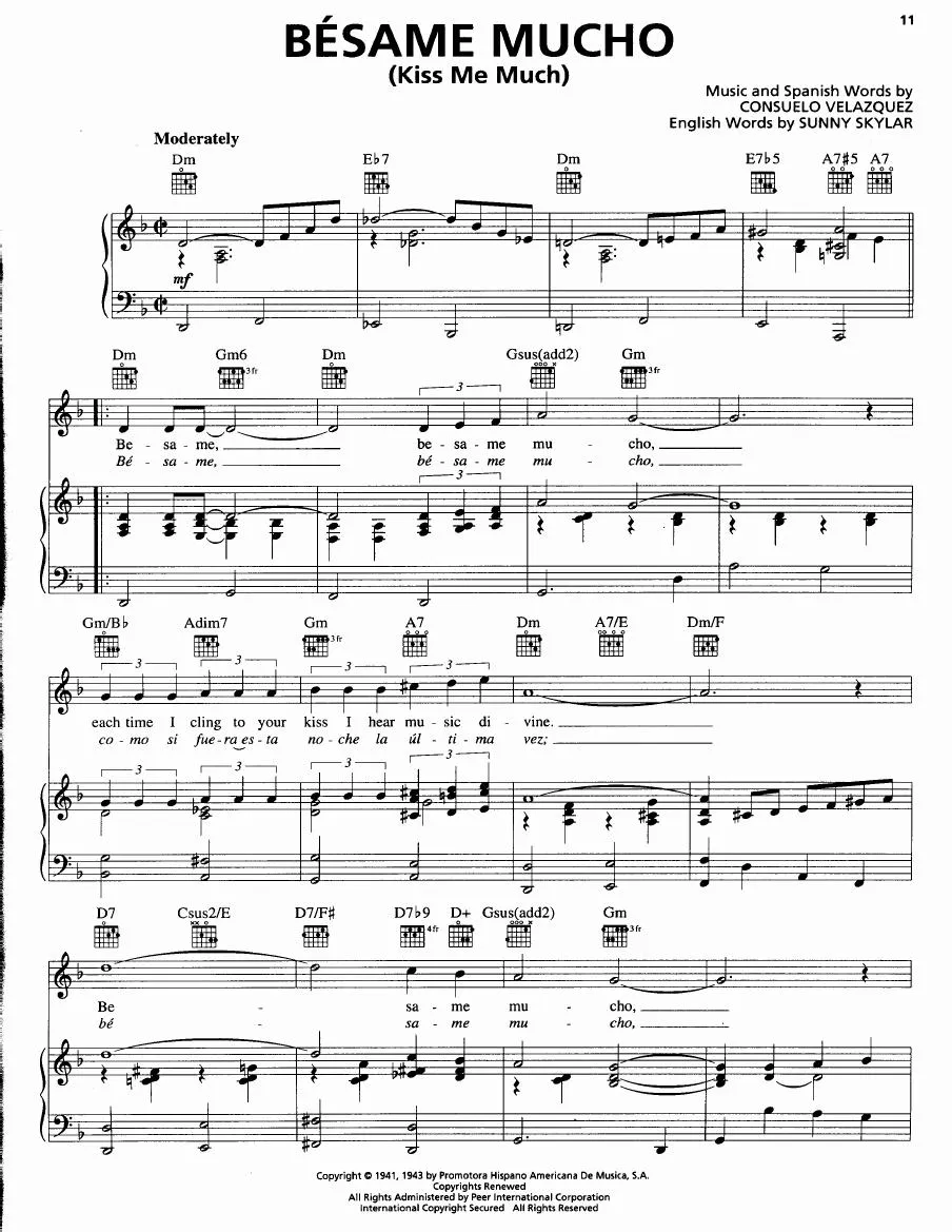 télécharger la partition d'accordéon Besame mucho (Kiss me much) (Rumba) au format PDF
