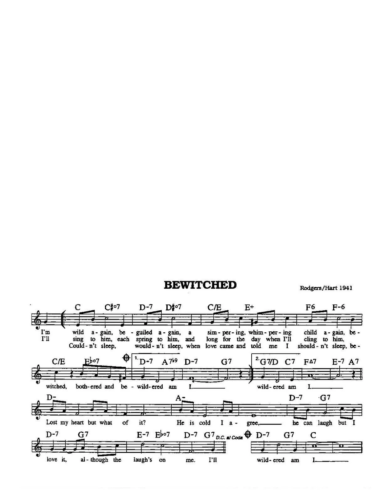 télécharger la partition d'accordéon Bewitched (Chant : Doris Day) (Slow) au format PDF