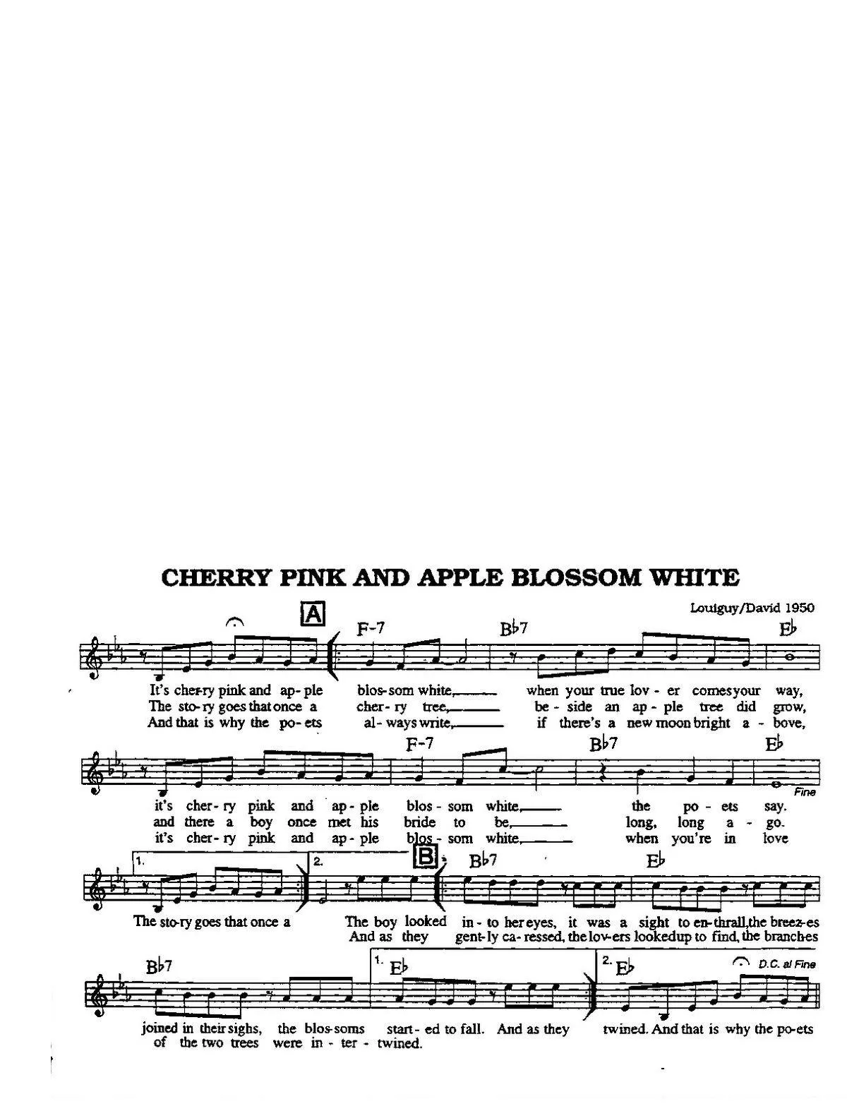 télécharger la partition d'accordéon Cherry pink and apple blossom white (Cha Cha) au format PDF