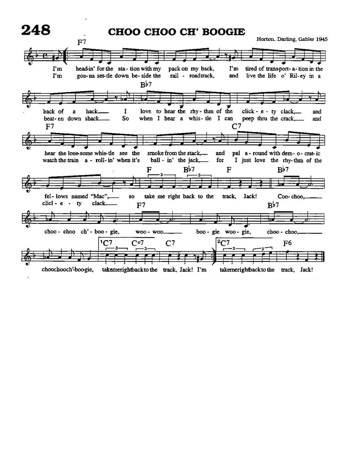 télécharger la partition d'accordéon Choo choo ch' boogie (Interprète : Louis Jordan) au format PDF