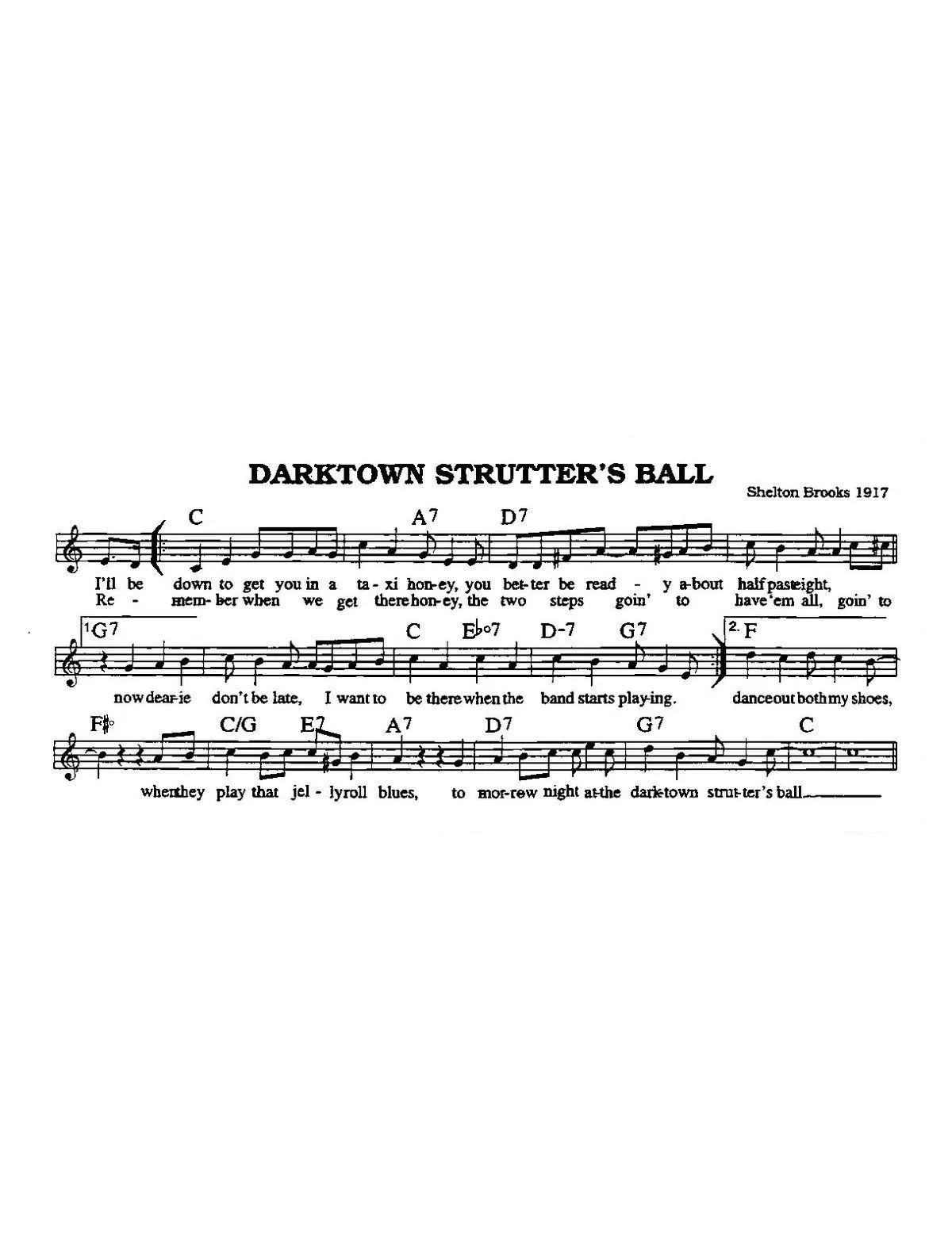 télécharger la partition d'accordéon Darktown Strutter's ball (Jazz Swing) au format PDF