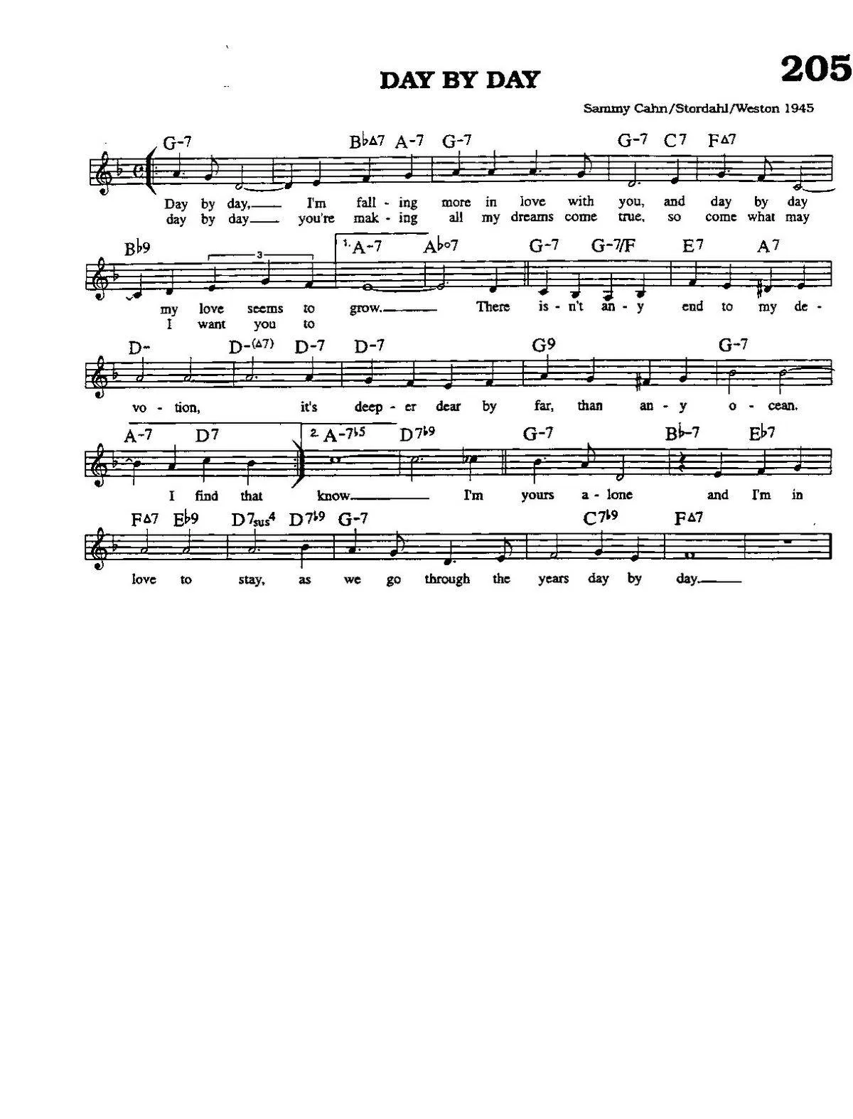 télécharger la partition d'accordéon Day by day (Chant : Frank Sinatra) (Swing Madison) au format PDF