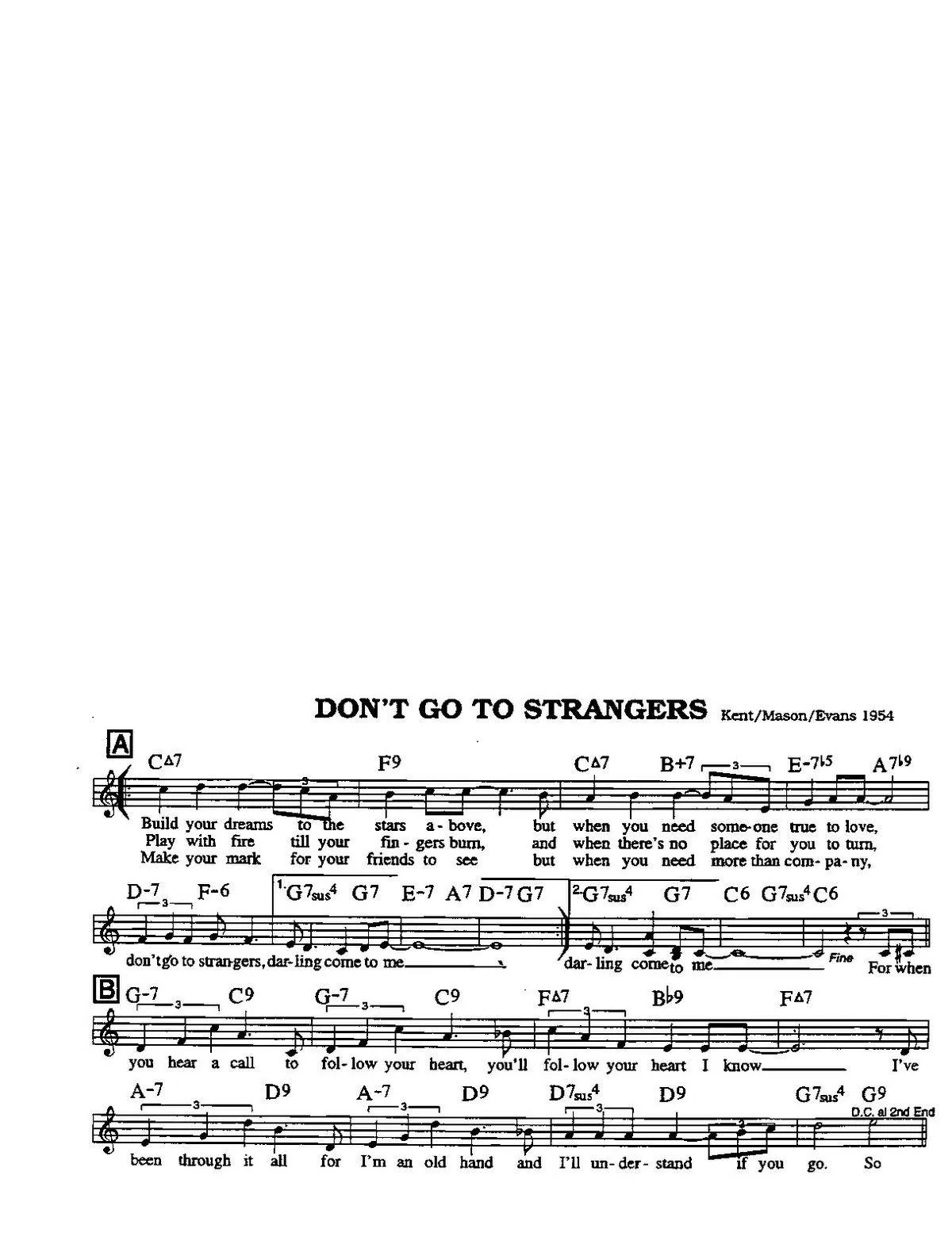 télécharger la partition d'accordéon Don't go to strangers (Chant : Etta Jones) (Slow) au format PDF