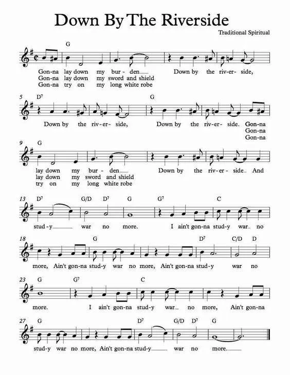télécharger la partition d'accordéon Down by the riverside (Country Folk) au format PDF