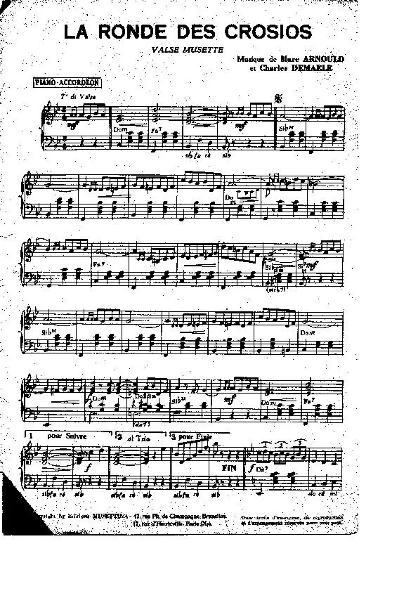 télécharger la partition d'accordéon La ronde des Crosios (Valse Musette) au format PDF