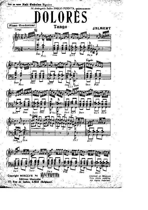 télécharger la partition d'accordéon Dolorès (Tango) au format PDF