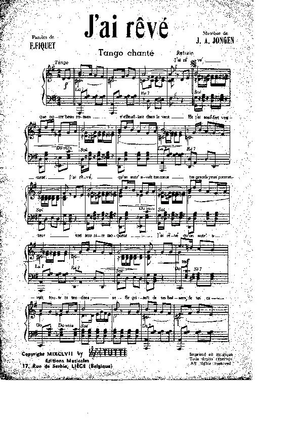 télécharger la partition d'accordéon J'ai rêvé (Tango Chanté) au format PDF