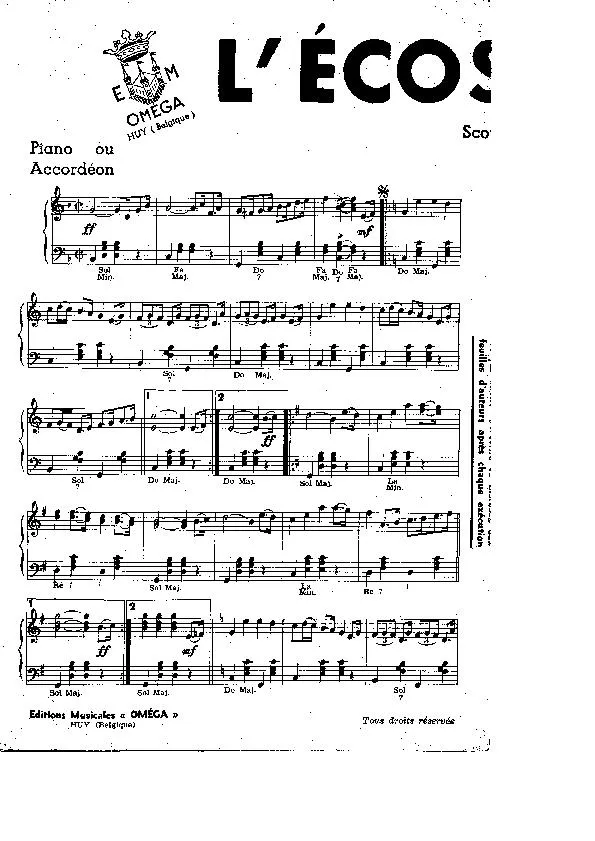 télécharger la partition d'accordéon L'Ecossaise (Scottish) au format PDF