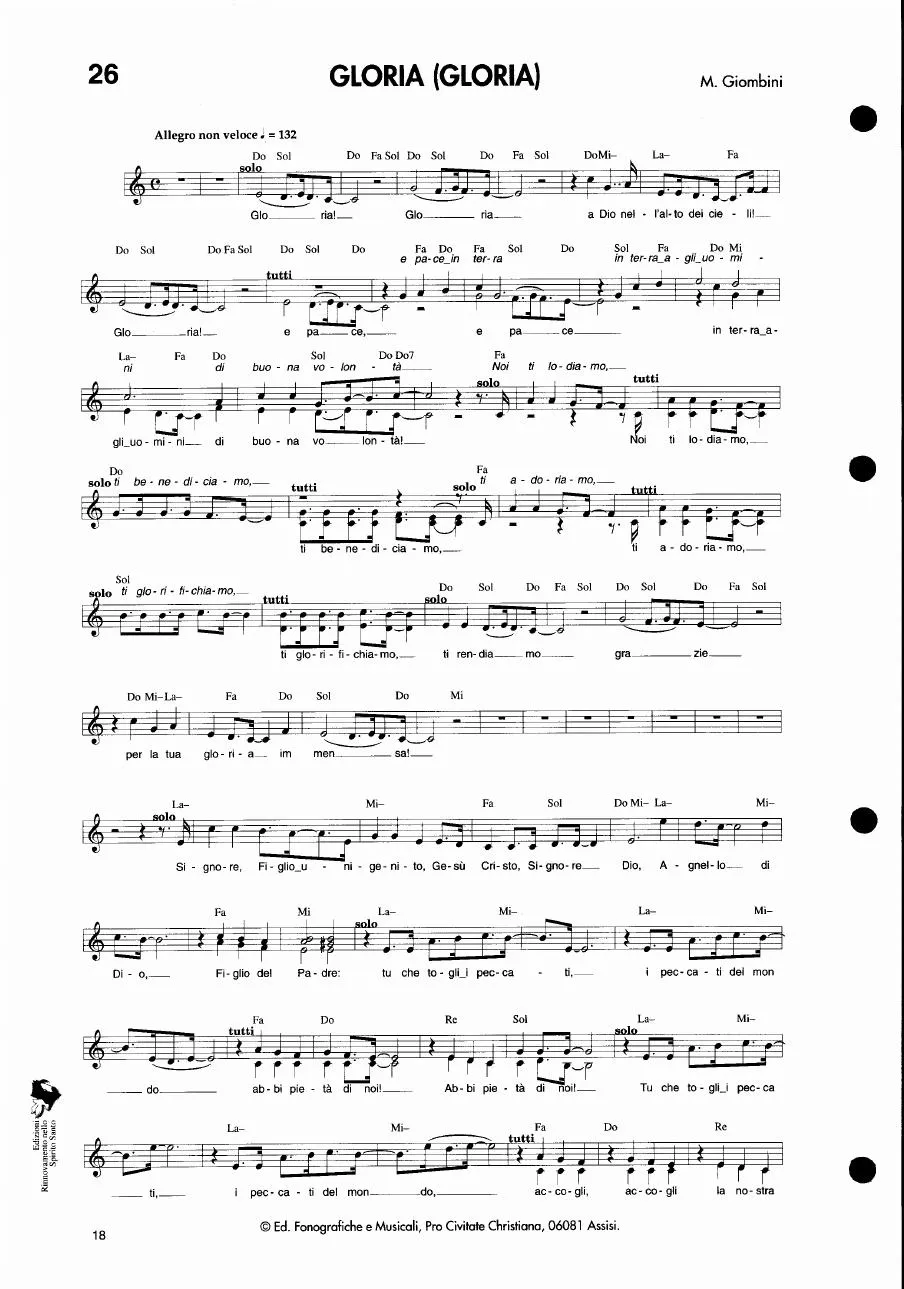 télécharger la partition d'accordéon Gloria (Hymne) au format PDF