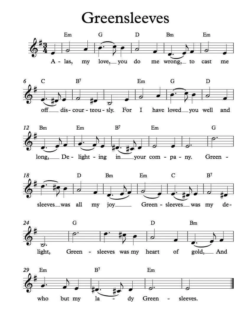 télécharger la partition d'accordéon Greensleeves (Valse Boston) au format PDF