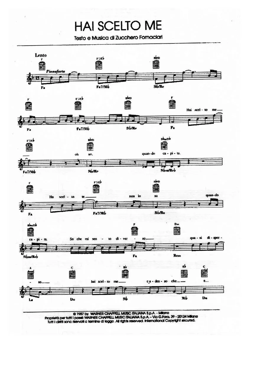 télécharger la partition d'accordéon Hai scelto me (Chant : Zucchero) (Slow) au format PDF