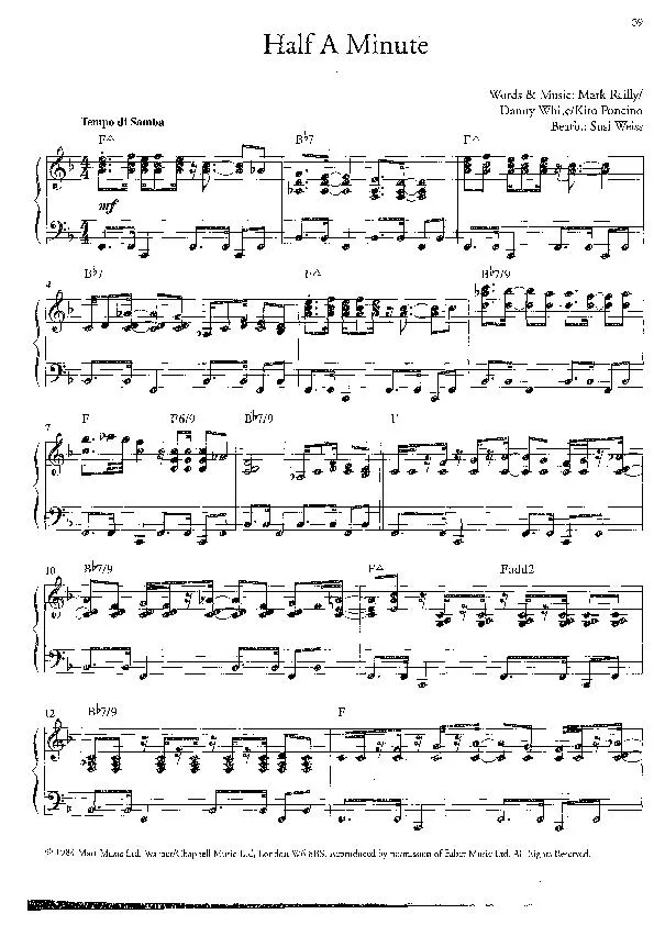 télécharger la partition d'accordéon Half a minute (Arrangement : Susi Weiss) (Samba) au format PDF
