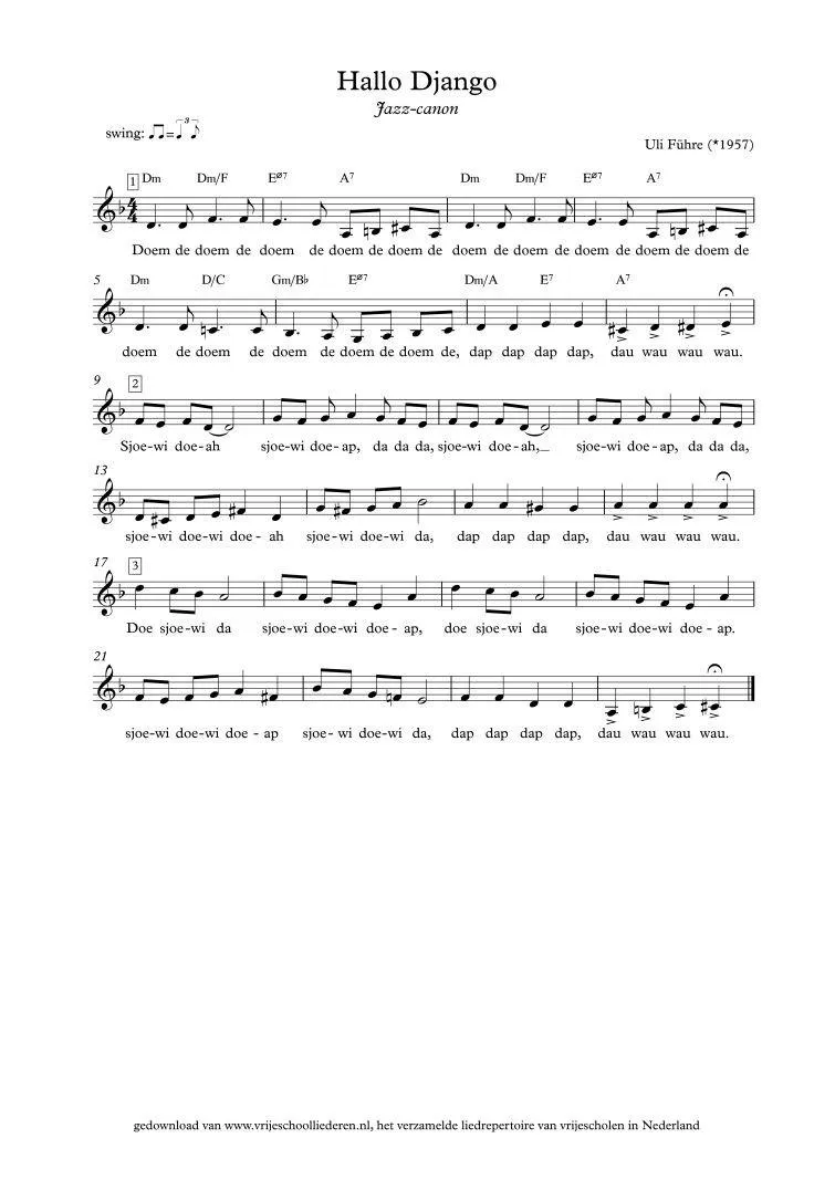 télécharger la partition d'accordéon Hallo Django (Jazz Swing) (Canon) au format PDF