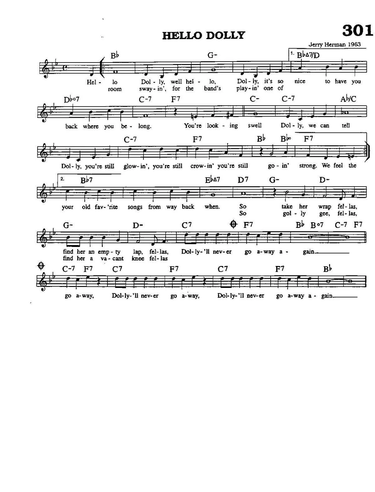 télécharger la partition d'accordéon Hello Dolly (Chant : Louis Armstrong) (Swing) au format PDF