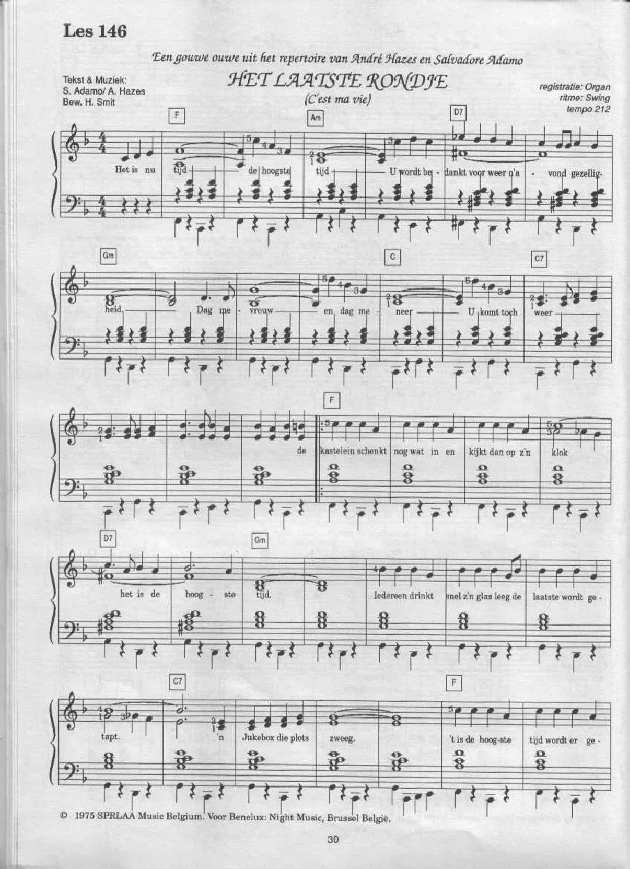 télécharger la partition d'accordéon Het laatste rondje (C'est ma vie) (Arrangement : H Smit) (Swing) au format PDF