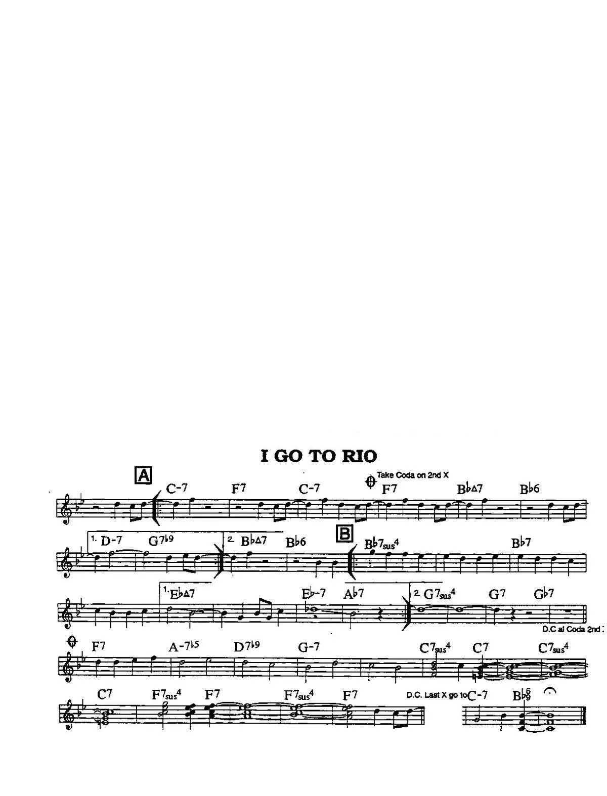 télécharger la partition d'accordéon I go to Rio (Je vais à Rio) (Chant : Claude François) (Samba) au format PDF