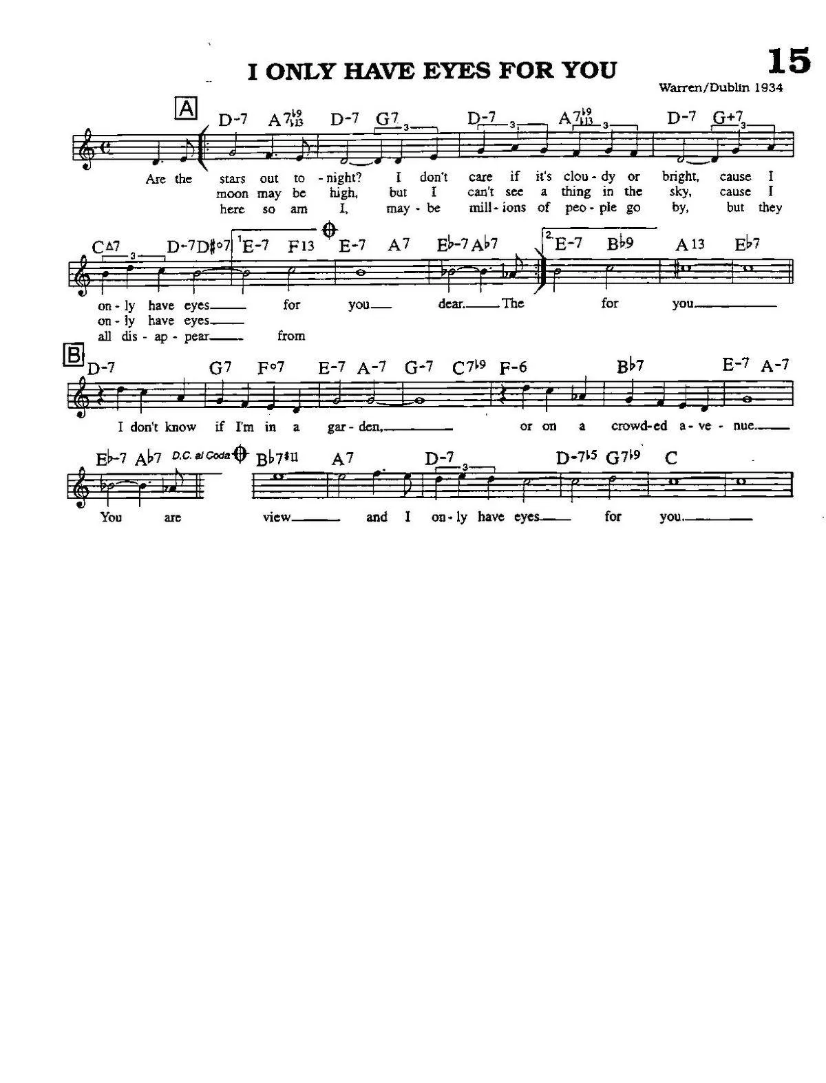 télécharger la partition d'accordéon I only have eyes for you (Chant : Dick Powell & Ruby Keeler) (Fox-Trot) au format PDF
